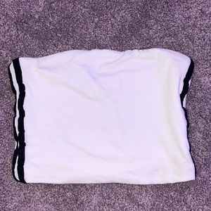 White brandy Melville tube top with black stripes on the sides